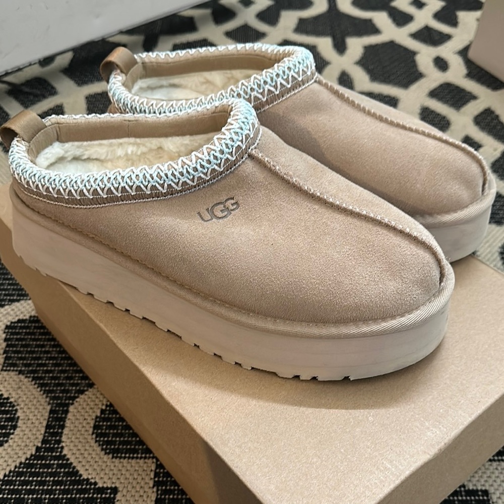 UGG Beige Platform Slip-Ons